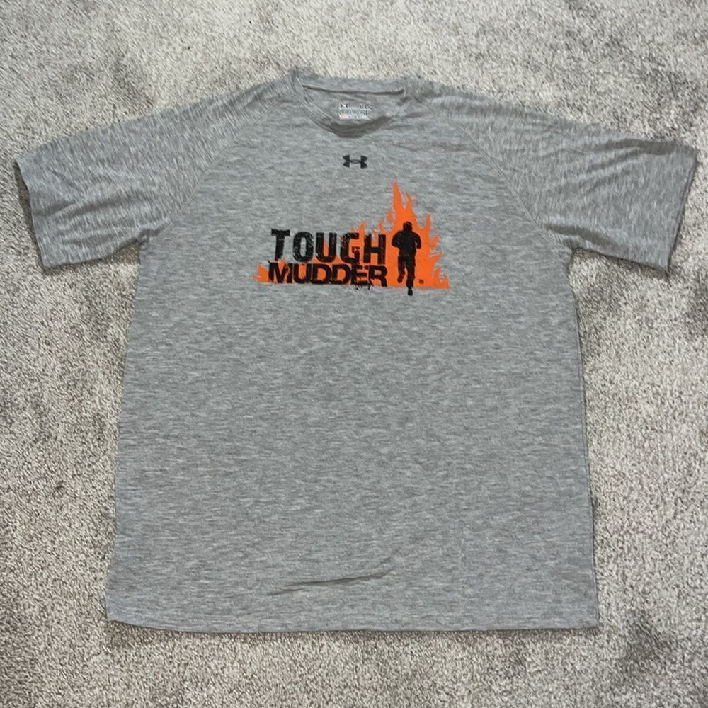 Gray UA Under Armour Tough Mudder Electro Shock Therapy work out T shirt L NWOT